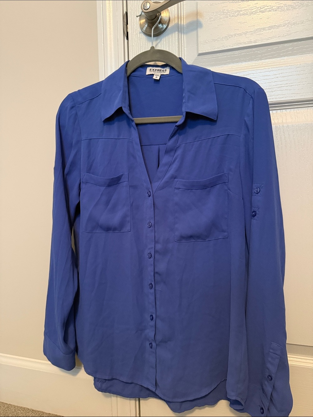 Express Women's Cobalt Button-Front Blouse